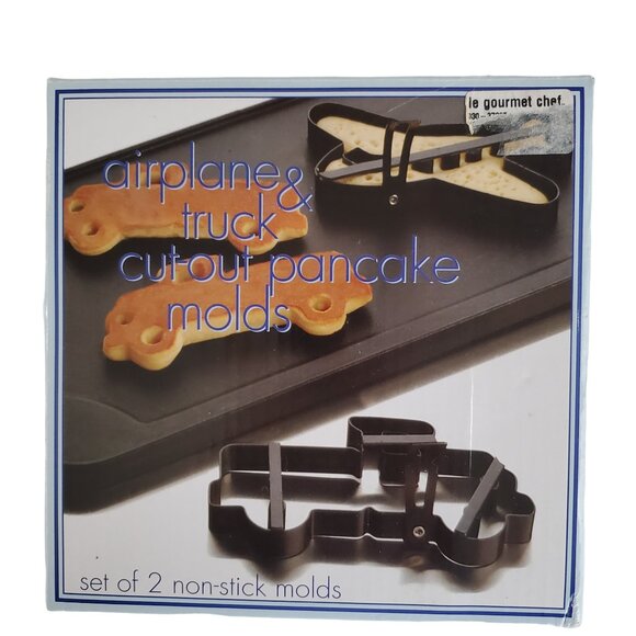Airplane & Truck Pancake Molds Non Stick Handled Metal Cut Out Kitchen Gadgets - Picture 1 of 5